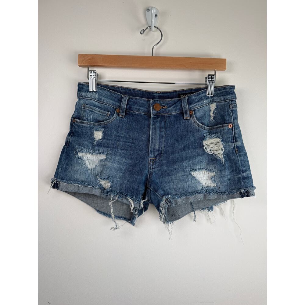 Blank NYC The Fulton Distressed Denim Frayed Cutoff Jean Shorts Blue Size 27